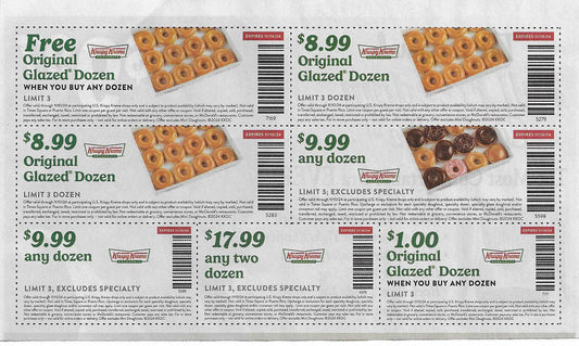 10 sheets of Krispy Kreme Donut coupons (expires 11/10/2024)