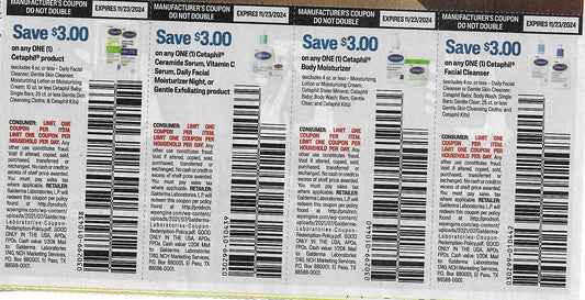 60 Cetaphil Coupons (expires 11/23/2024)